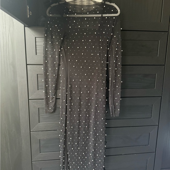 Sincerely Jules | Black Mesh & Pearl Bodycon Dress - Picture 3 of 4